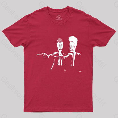 Beavis And Butthead Pulp Fiction Nerd T-Shirt Red / S