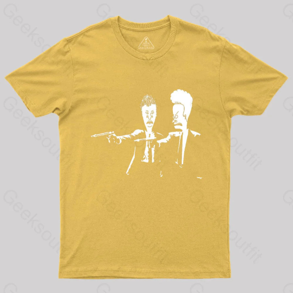 Beavis And Butthead Pulp Fiction Nerd T-Shirt Yellow / S