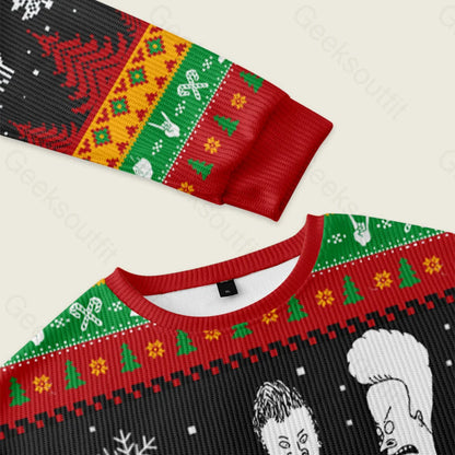 Beavis And Butthead Pulp Fiction Nerd Ugly Christmas Sweater