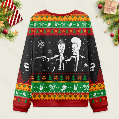 Beavis And Butthead Pulp Fiction Nerd Ugly Christmas Sweater