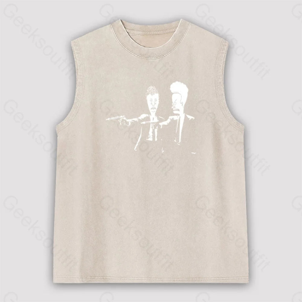 Beavis And Butthead Pulp Fiction Unisex Washed Tank Apricot / S