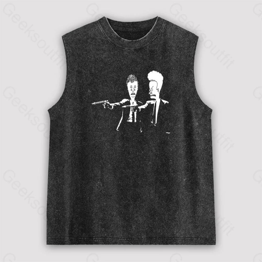 Beavis And Butthead Pulp Fiction Unisex Washed Tank Black / S