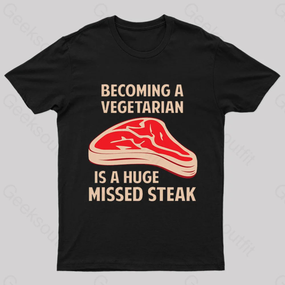 Becoming A Vegetarian Nerd T-Shirt Black / S