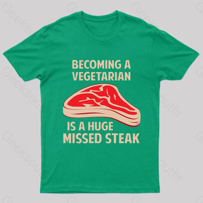 Becoming A Vegetarian Nerd T-Shirt Green / S