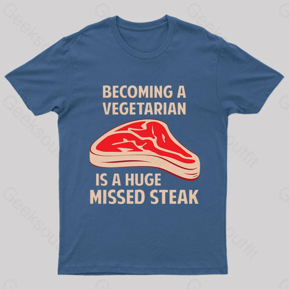 Becoming A Vegetarian Nerd T-Shirt Navy / S