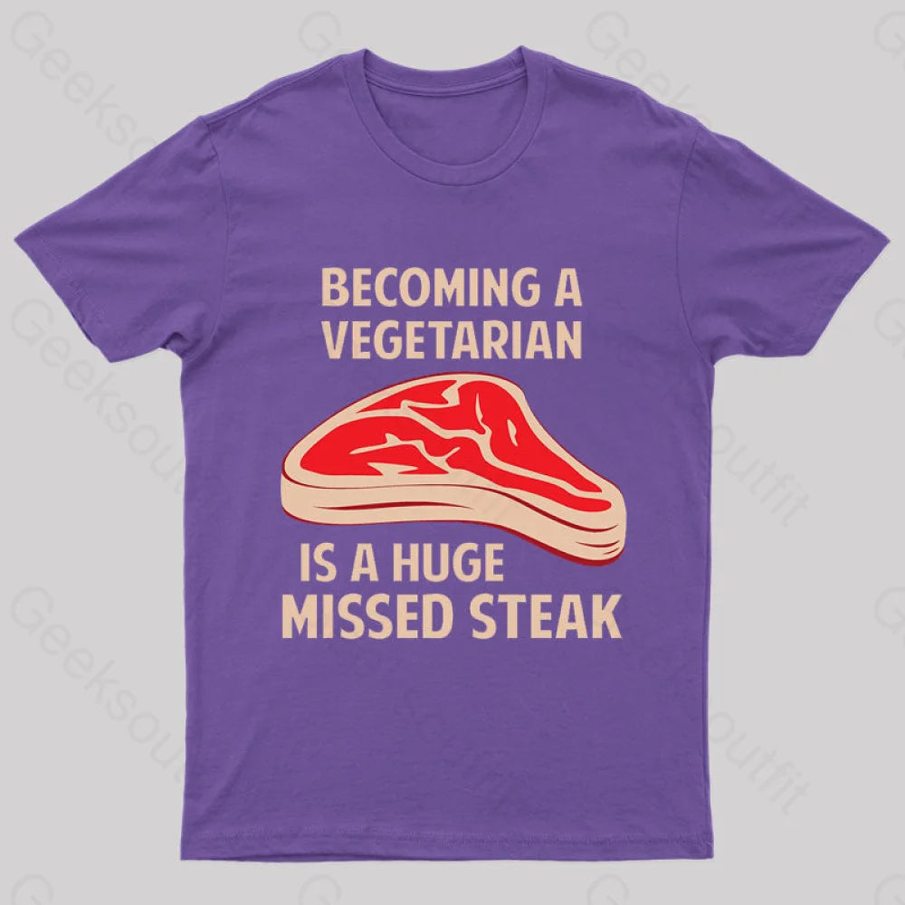 Becoming A Vegetarian Nerd T-Shirt Purple / S