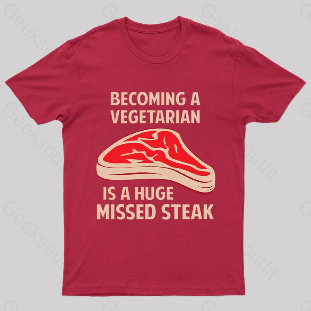 Becoming A Vegetarian Nerd T-Shirt Red / S