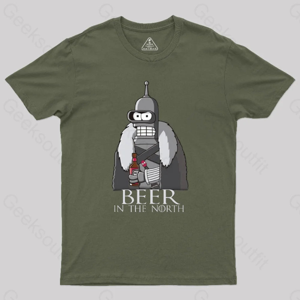 Beer In The North Geek T-Shirt Army Green / S