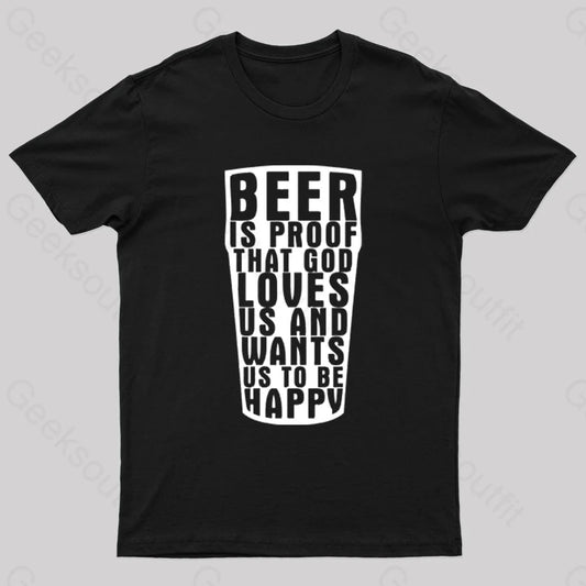 Benjamin Franklin Beer Quote Geek T-Shirt Black / S