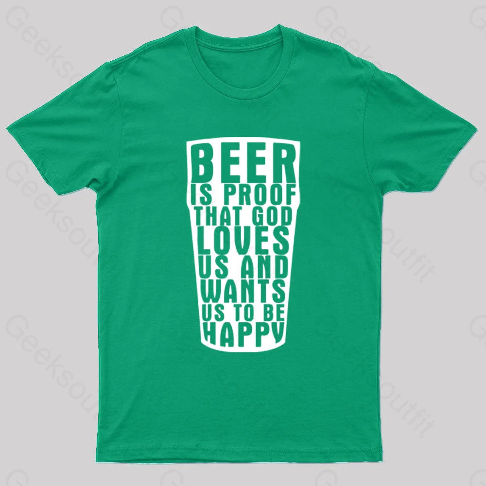 Benjamin Franklin Beer Quote Geek T-Shirt Green / S