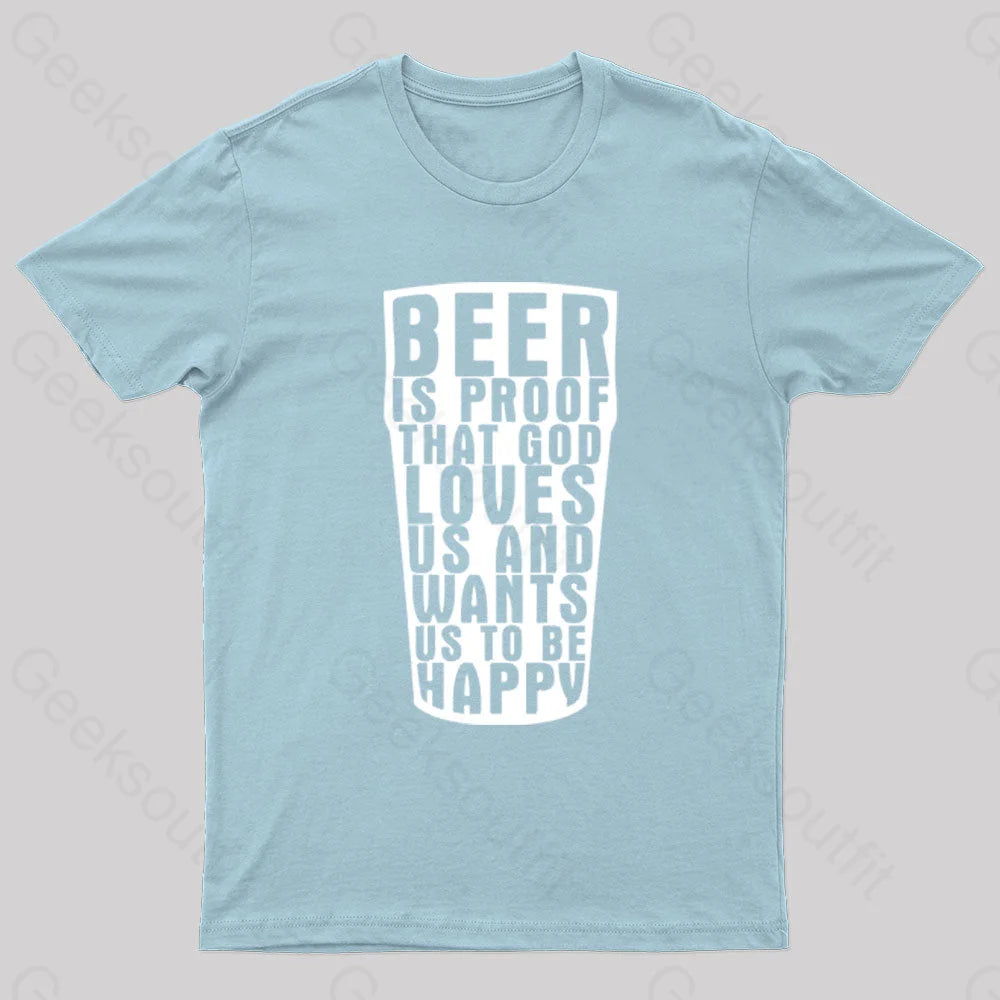 Benjamin Franklin Beer Quote Geek T-Shirt Light Blue / S