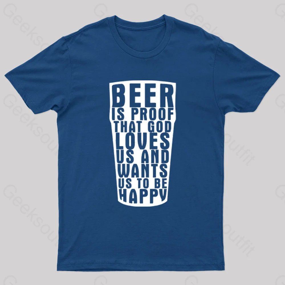 Benjamin Franklin Beer Quote Geek T-Shirt Navy / S