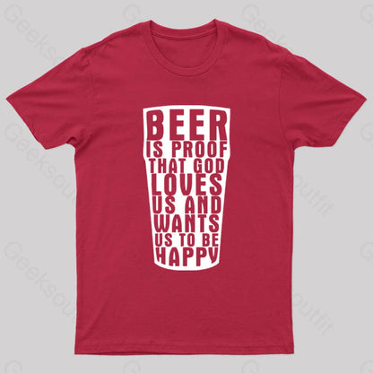 Benjamin Franklin Beer Quote Geek T-Shirt Red / S