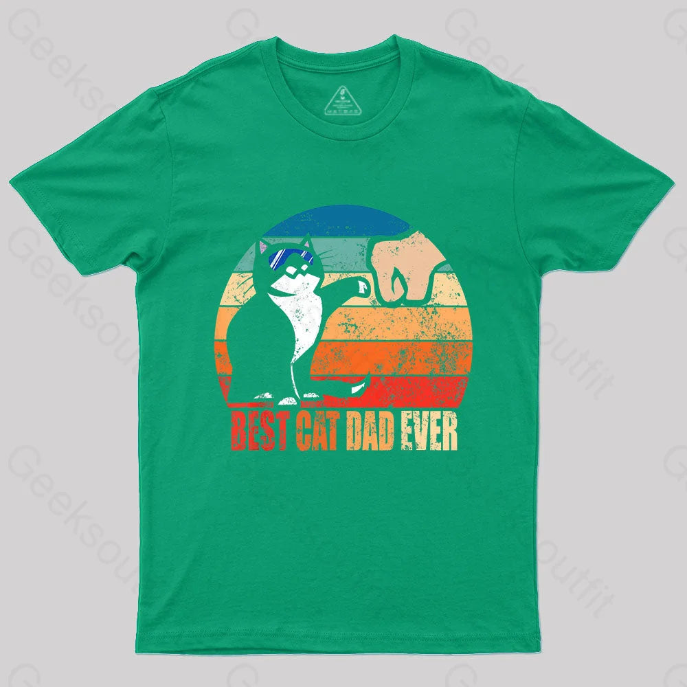 Best Cat Dad Ever Nerd T-Shirt Green / S