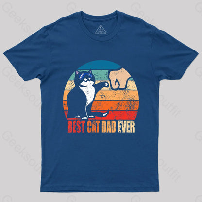 Best Cat Dad Ever Nerd T-Shirt Navy / S