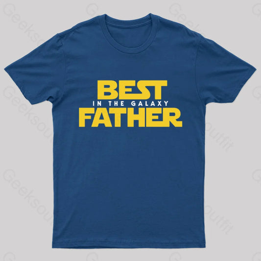 Best Father In The Galaxy Nerd T-Shirt Navy / S