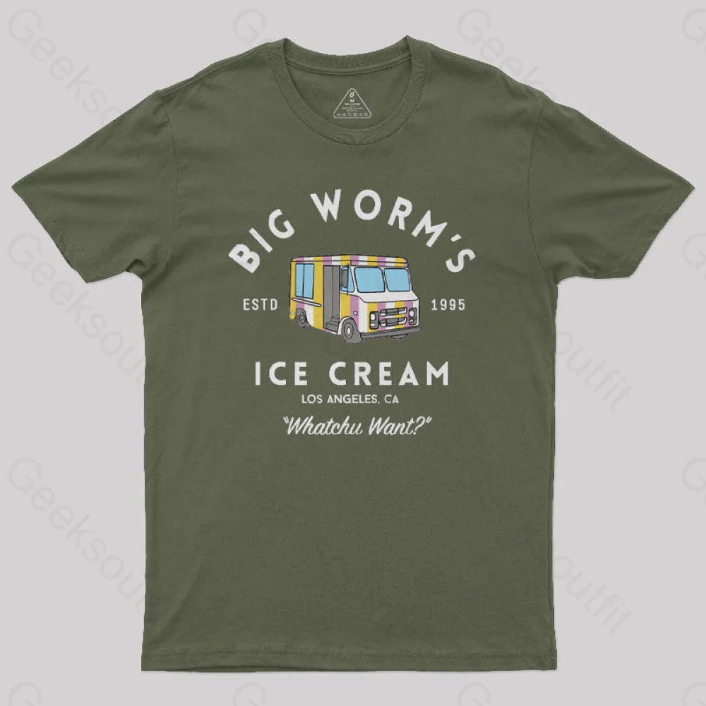 Big Worm’s Ice Cream Whatchu Want Nerd T-Shirt Army Green / S