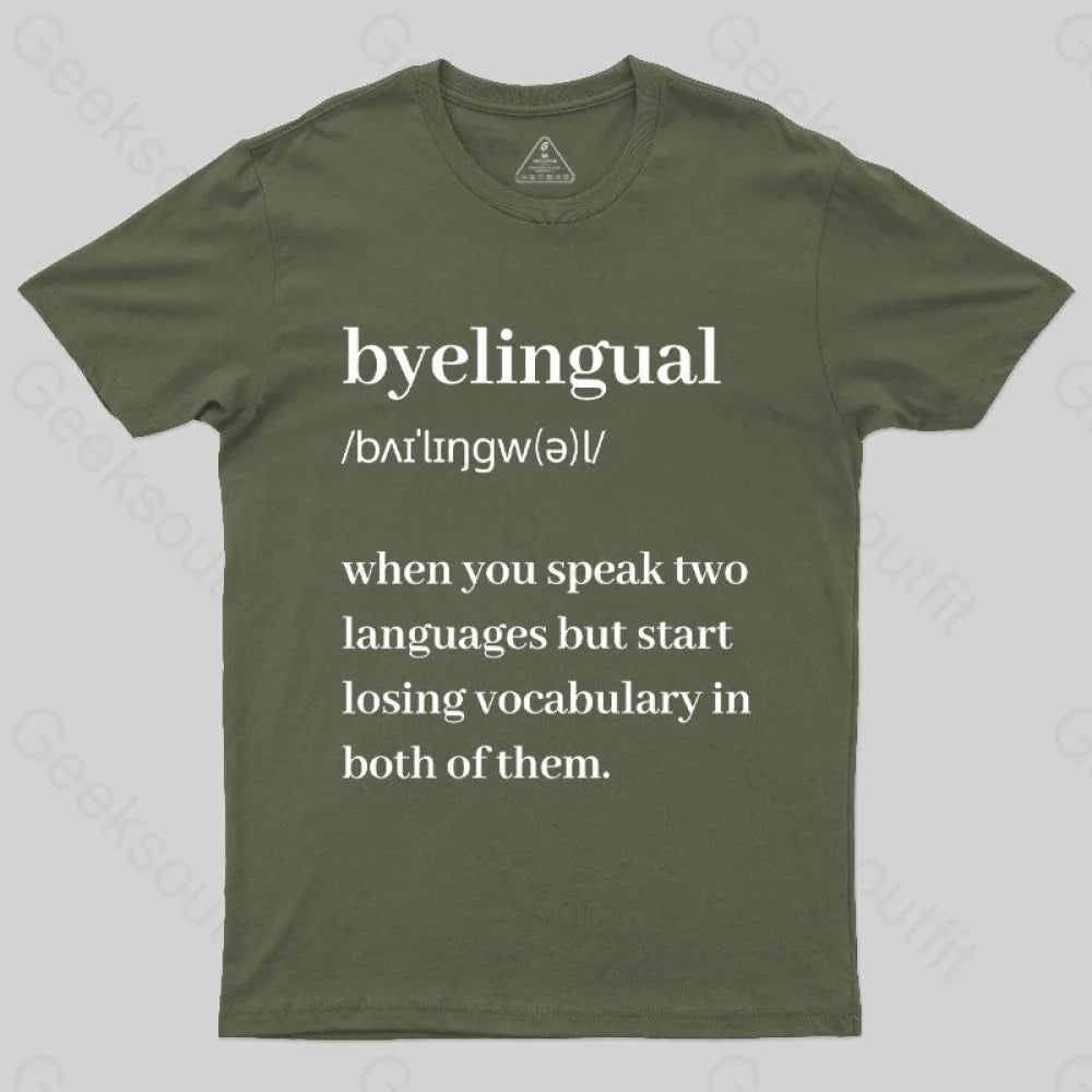 Bilingual Definition Geek T-Shirt Army Green / S