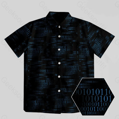 Binary Computer 1s and 0s Black Button Up Pocket Shirt - Geeksoutfit