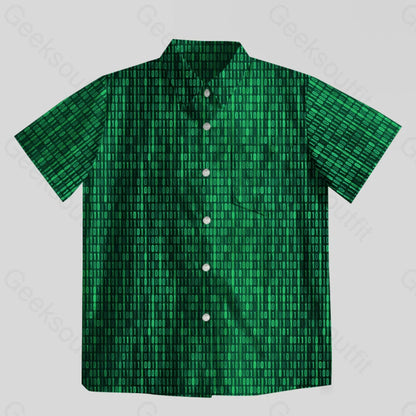 Binary Computer 1S And 0S Green Button Up Pocket Shirt