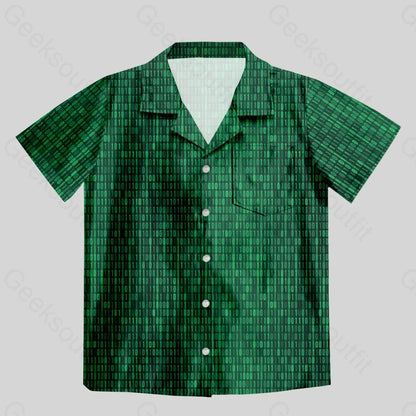 Binary Computer 1s and 0s Green Button Up Pocket Shirt - Geeksoutfit