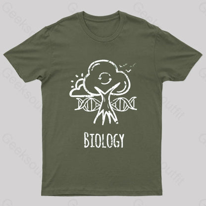 Biology Tree Nerd T-Shirt Army Green / S