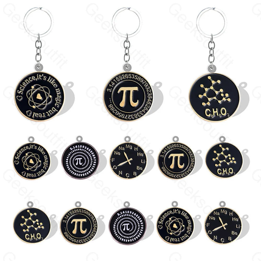 Black Chemistry Math Elements Keychain