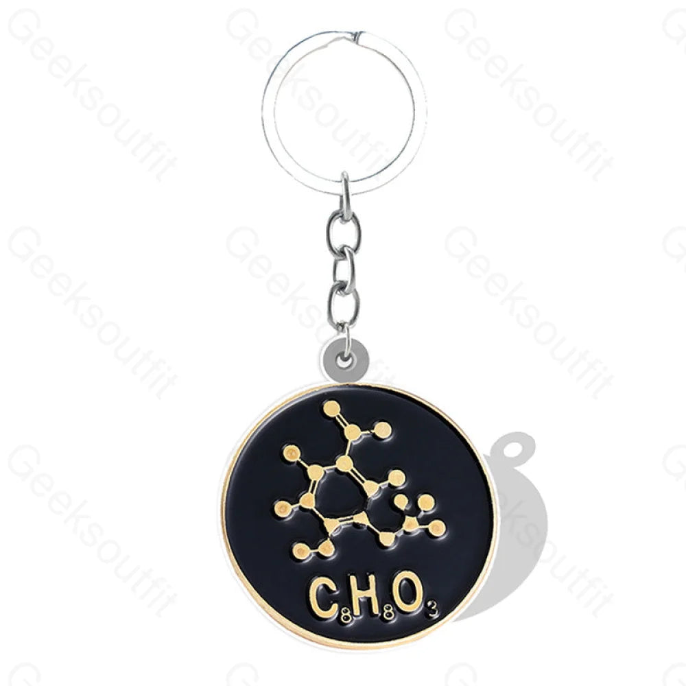 Black Chemistry Math Elements Keychain Qhx84