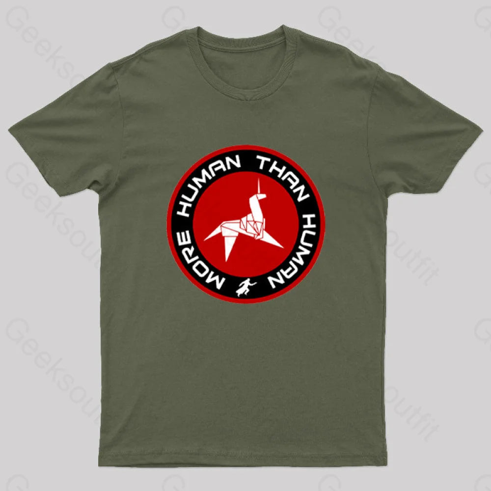 Blade Runner More Human Than Geek T-Shirt Army Green / S