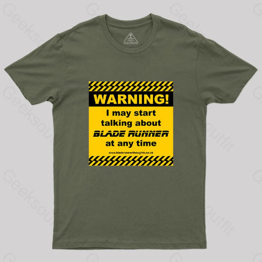 Blade Runner Warning 01 T-Shirt Army Green / S