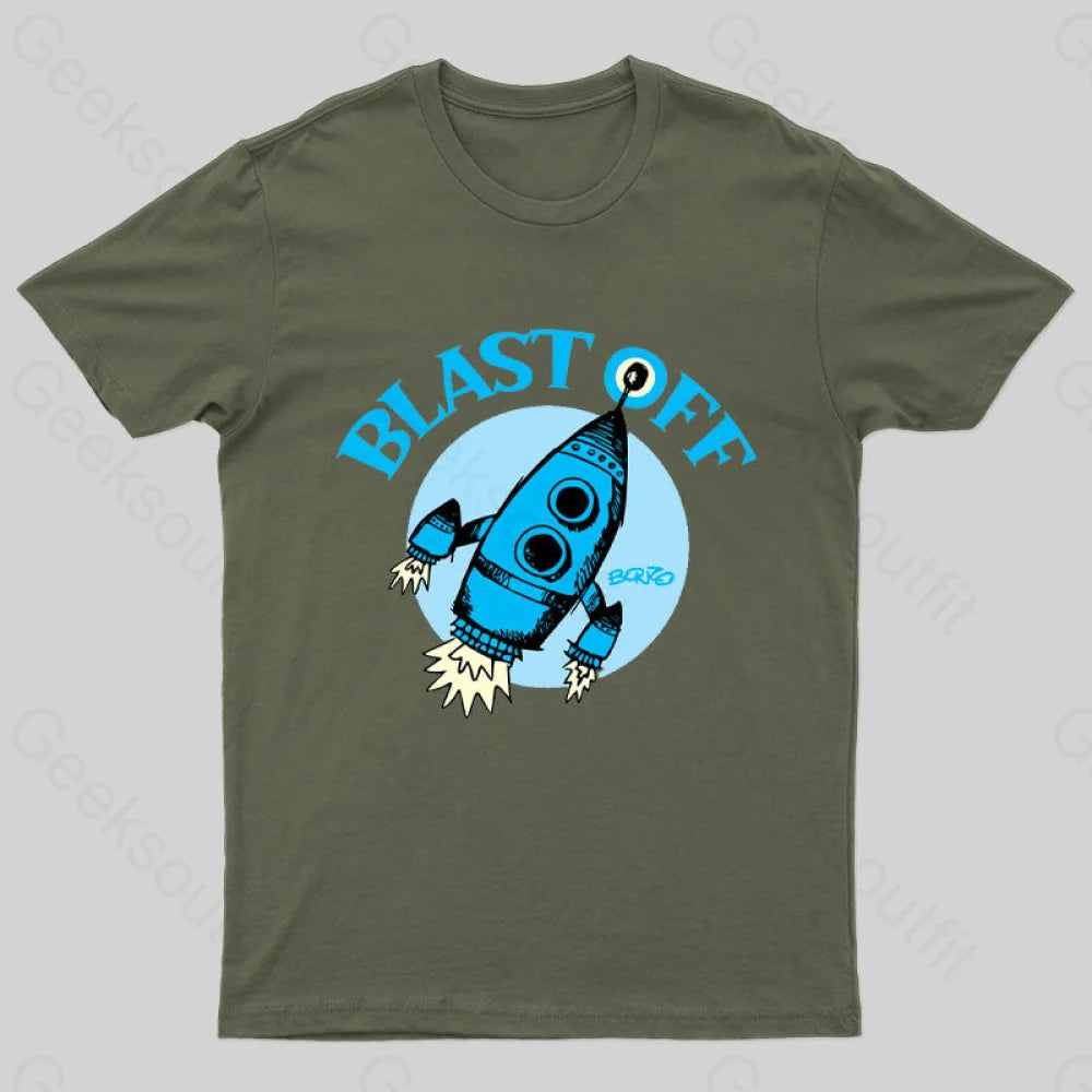 Blast Off Geek T-Shirt Army Green / S