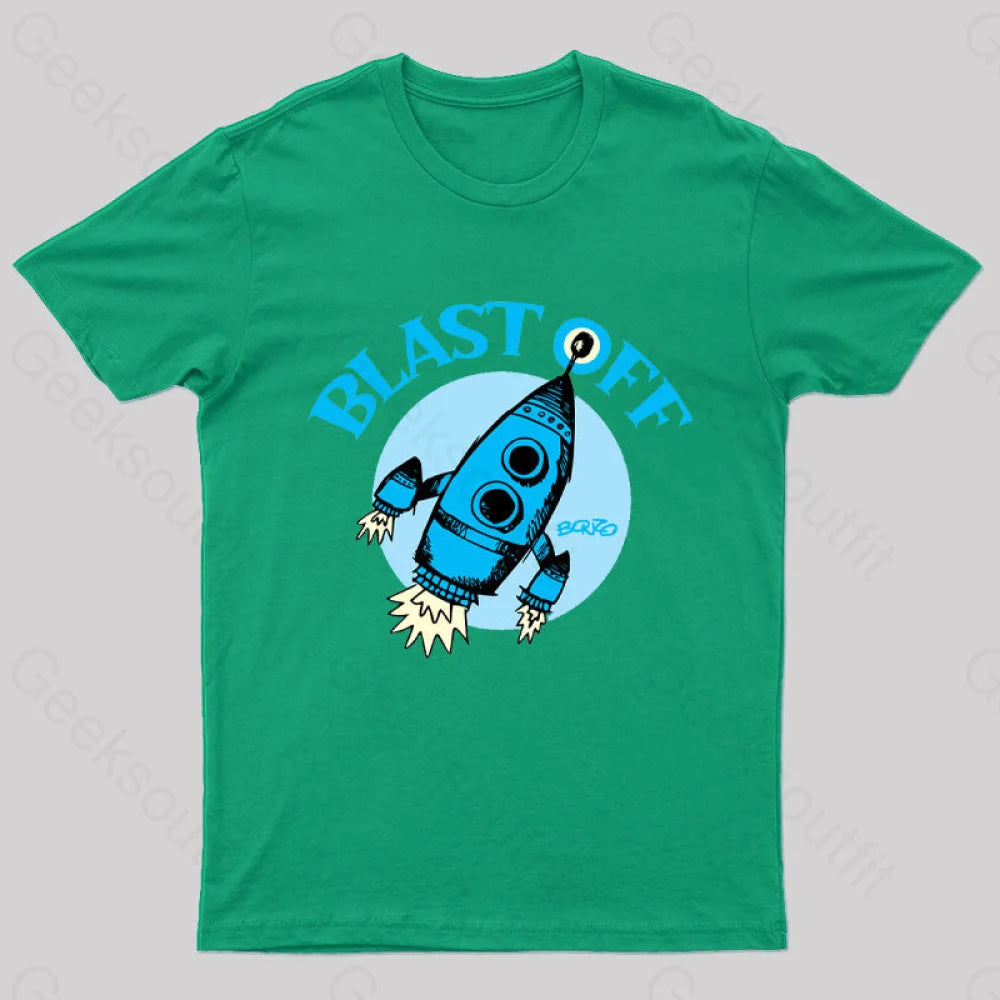 Blast Off Geek T-Shirt Green / S