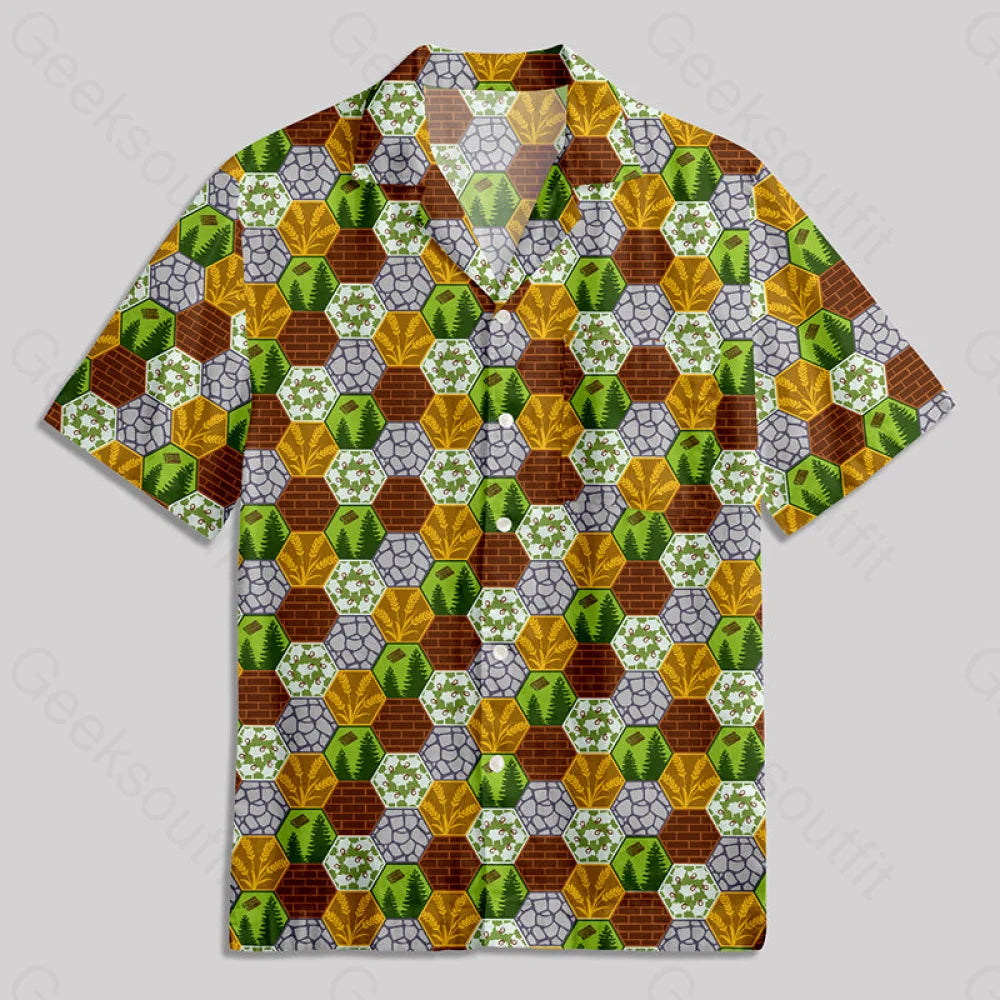 Board Game Map Honeycomb Button Up Pocket Shirt Hawaiian / S Bus611 Yc