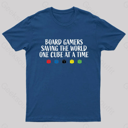 Board Gamers Saving The World Geek T-Shirt Navy / S