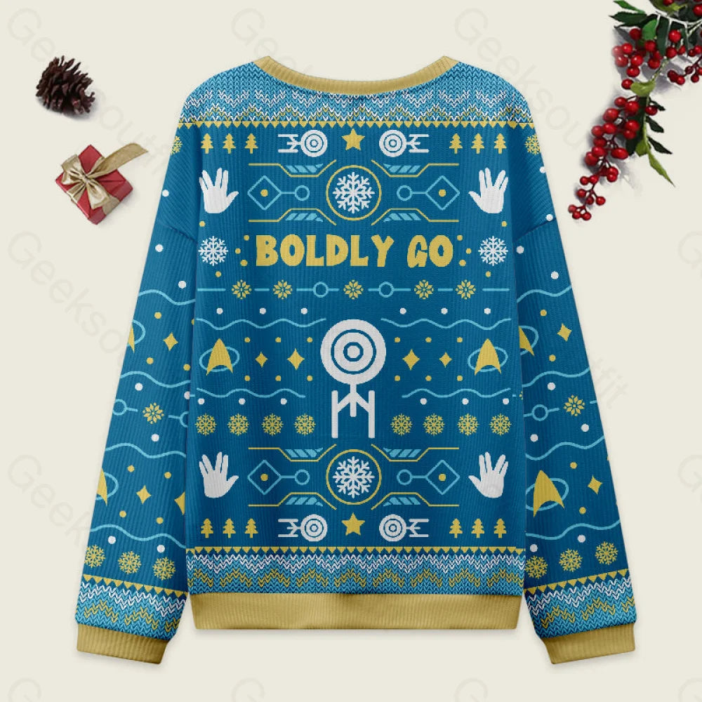 Boldly Into Blue Ugly Christmas Sweater Men’s Style-S