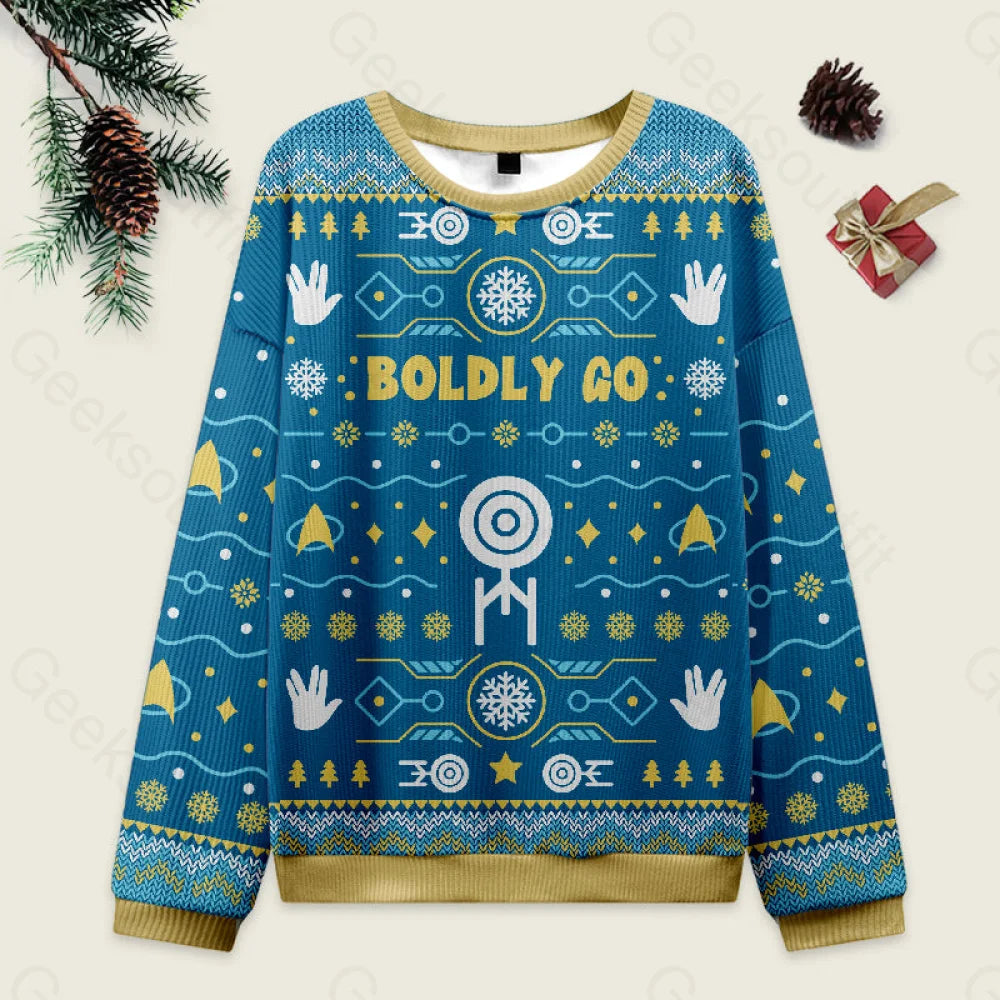 Boldly Into Blue Ugly Christmas Sweater