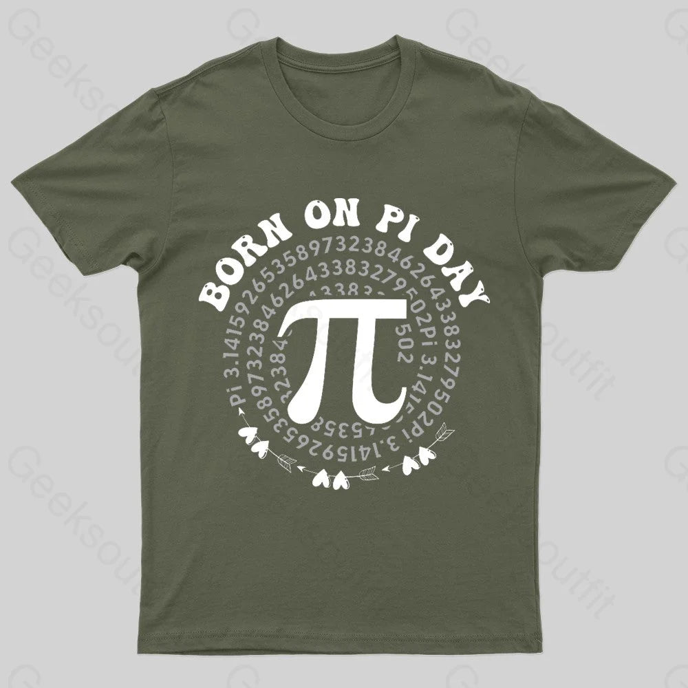 Born On Pi Day Nerd T-Shirt Army Green / S