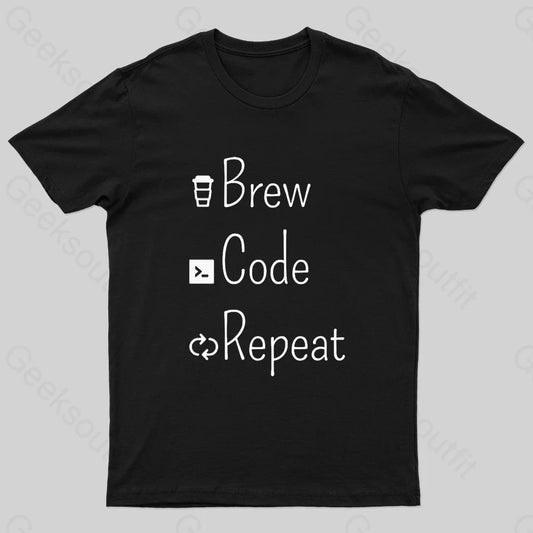 Brew Code Repeat Geek T-Shirt Black / S