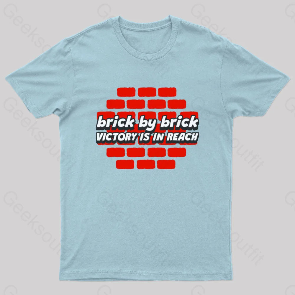 Brick By Victory Is In Reach Nerd T-Shirt Light Blue / S