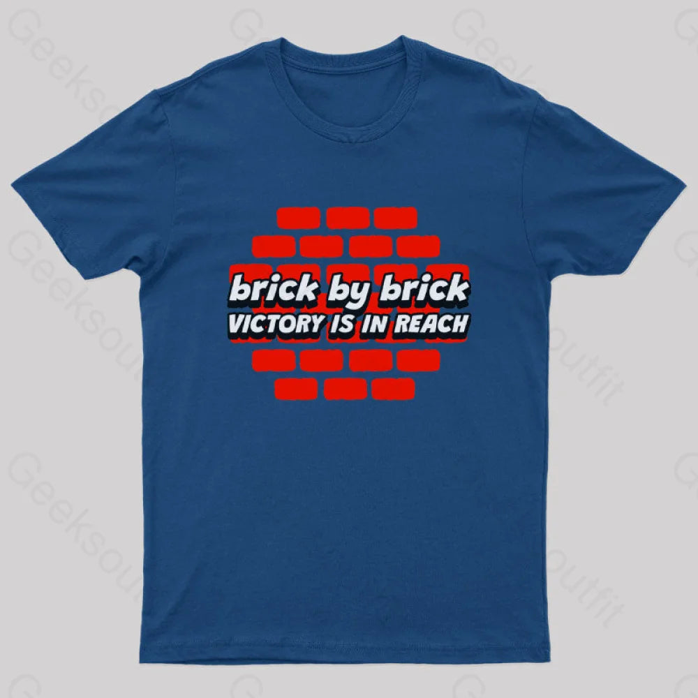 Brick By Victory Is In Reach Nerd T-Shirt Navy / S