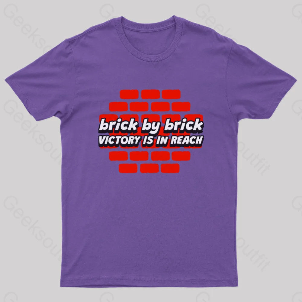 Brick By Victory Is In Reach Nerd T-Shirt Purple / S