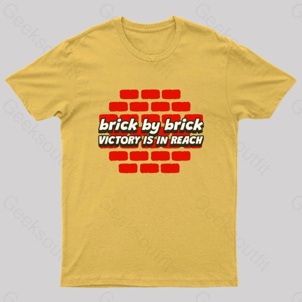 Brick By Victory Is In Reach Nerd T-Shirt Yellow / S