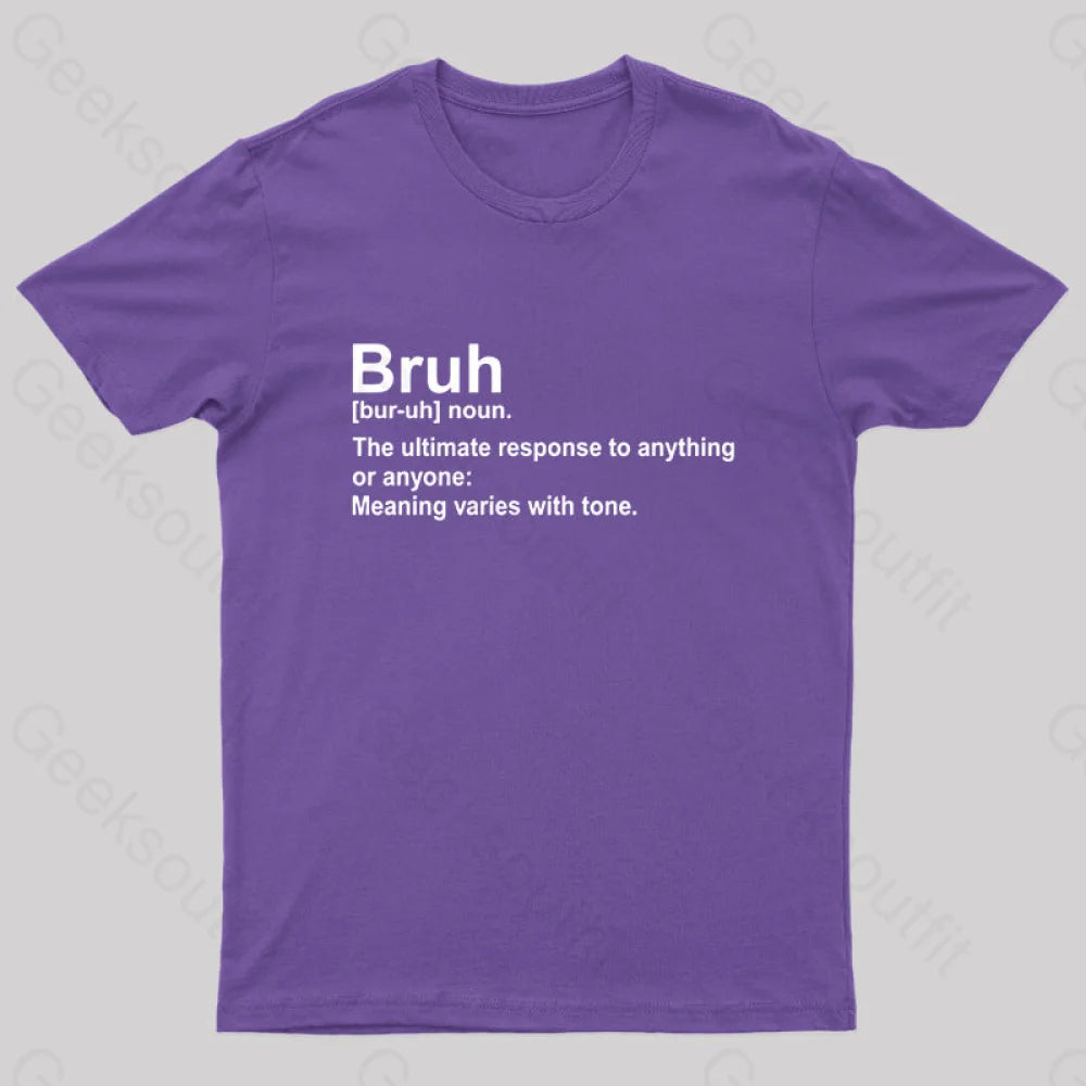 Bruh Definition Nerd T-Shirt Purple / S