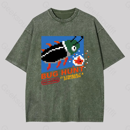 Bug Hunt Geek Washed T-Shirt Army Green / S