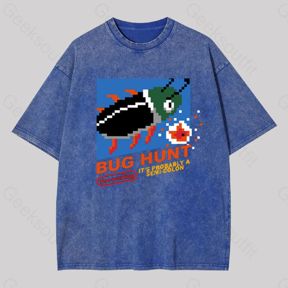 Bug Hunt Geek Washed T-Shirt Blue / S