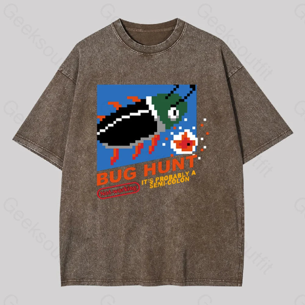 Bug Hunt Geek Washed T-Shirt Coffee / S