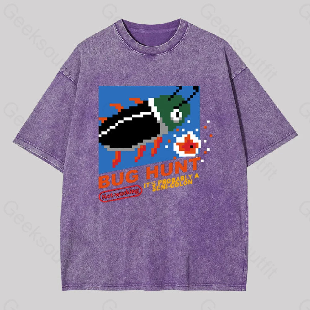 Bug Hunt Geek Washed T-Shirt Purple / S