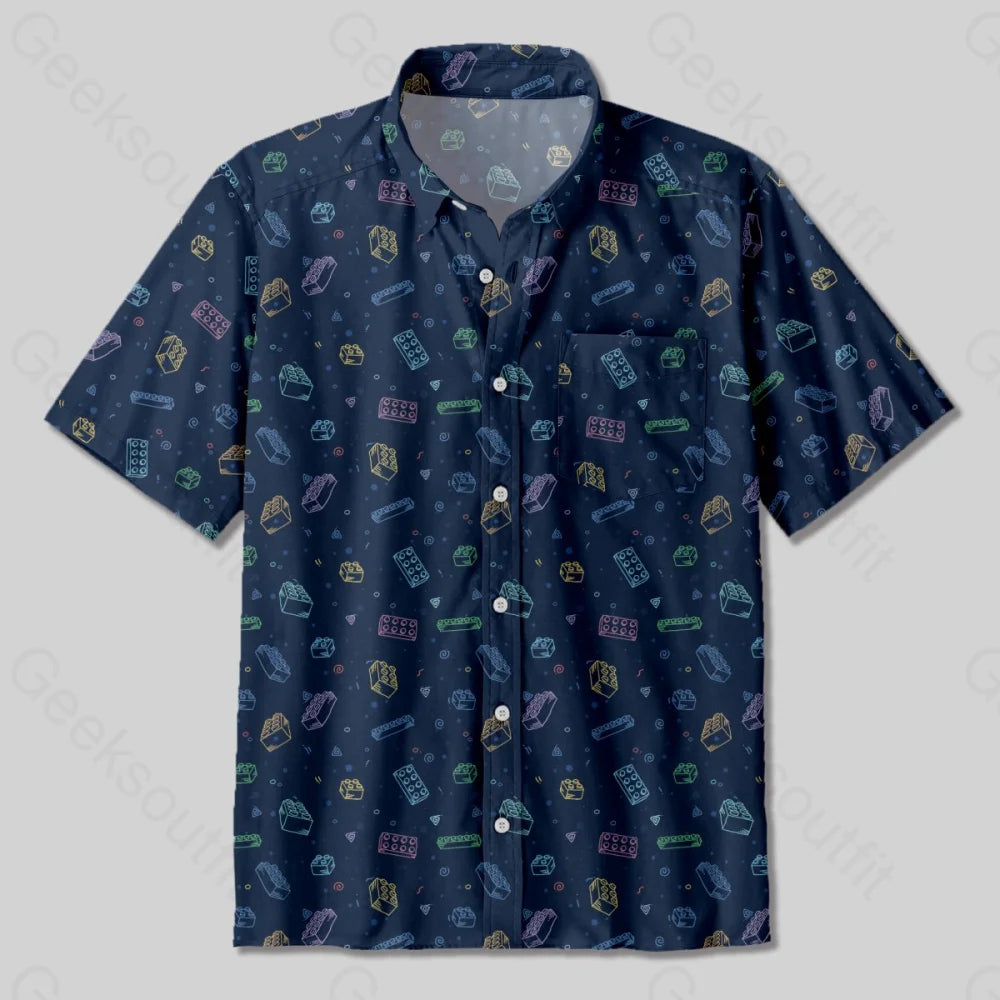 Building Blocks Button Up Pocket Shirt - Geeksoutfit