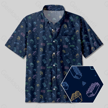 Building Blocks Button Up Pocket Shirt - Geeksoutfit