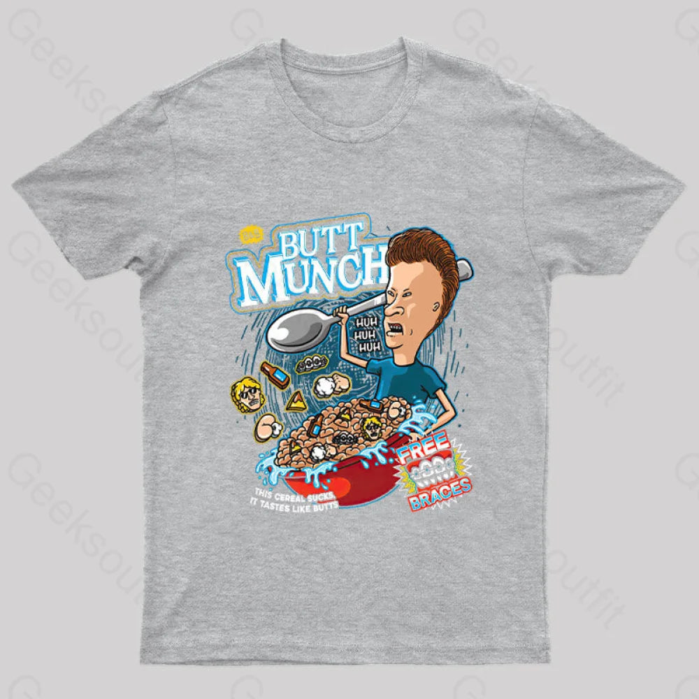 Butt Munch Cereal Nerd T-Shirt Grey / S